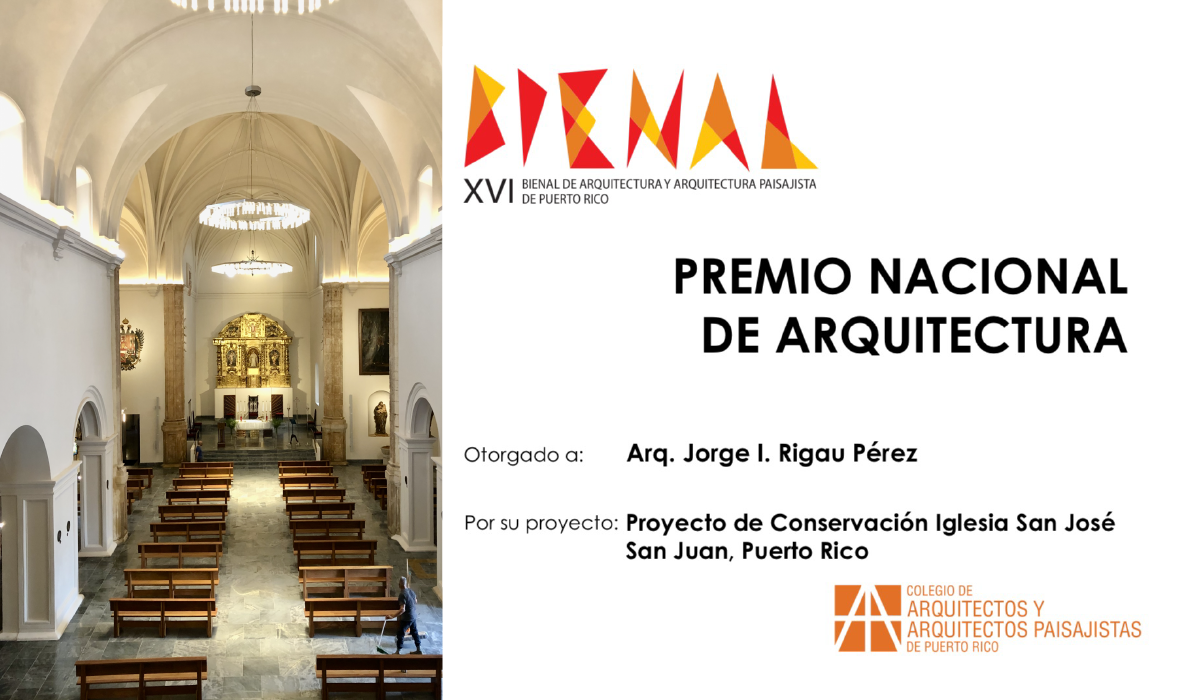 Premio Nacional de Arquitectura al Arquitecto Jorge Rigau Pérez, Académico de Número de la Academia Puertorriqueña de la Historia