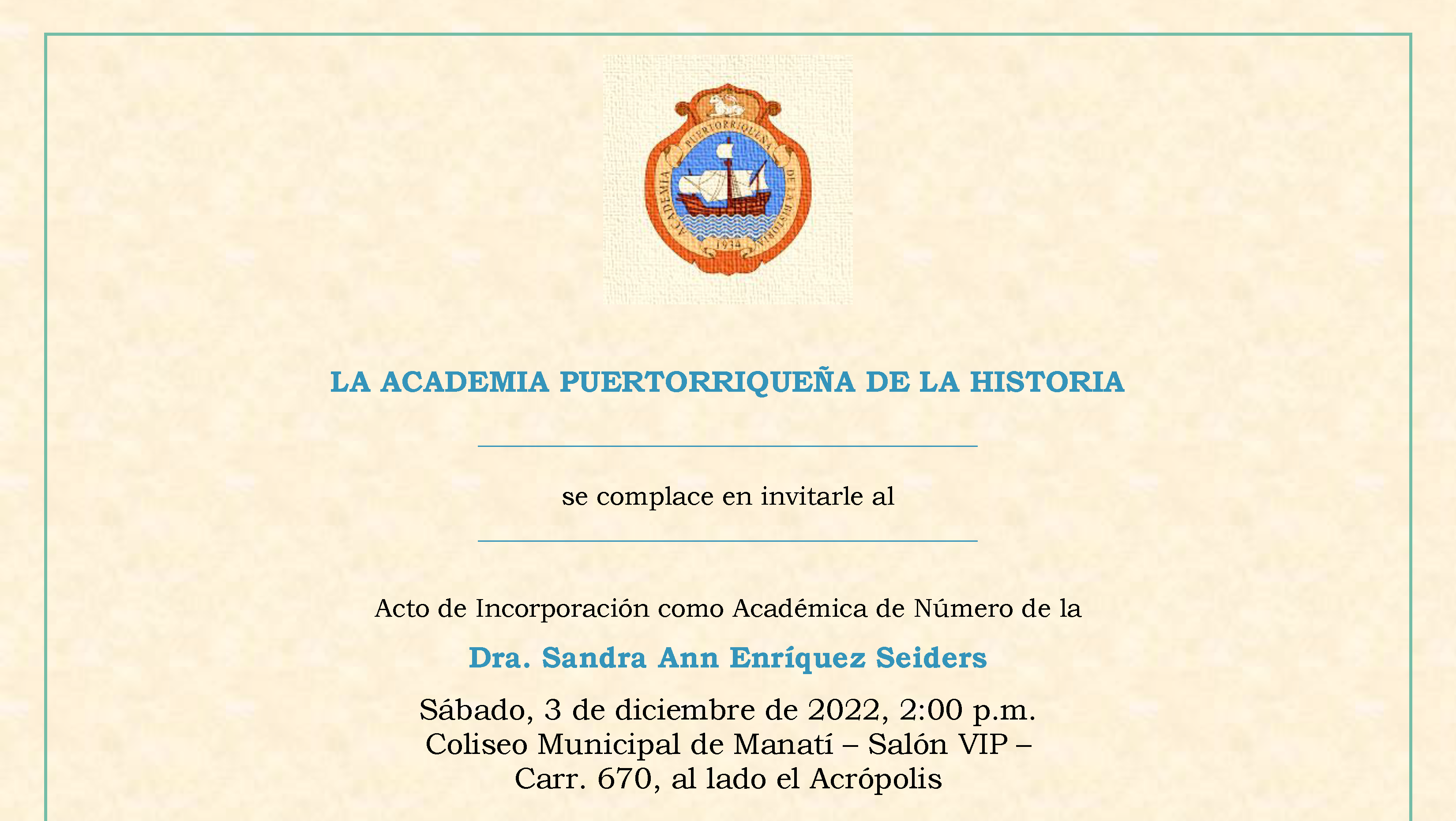 Acto de incorporación como Académica de Número de la Dra. Sandra Ann Enríquez Seiders