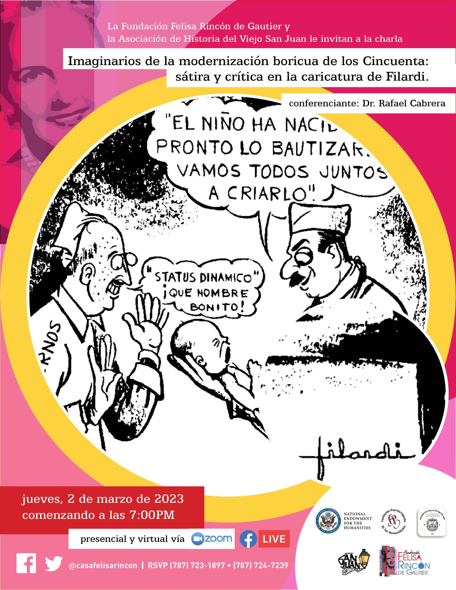 Charla: Imaginarios de la modernización boricua de los Cincuenta: sátira y crítica en la caricatura de Filardi