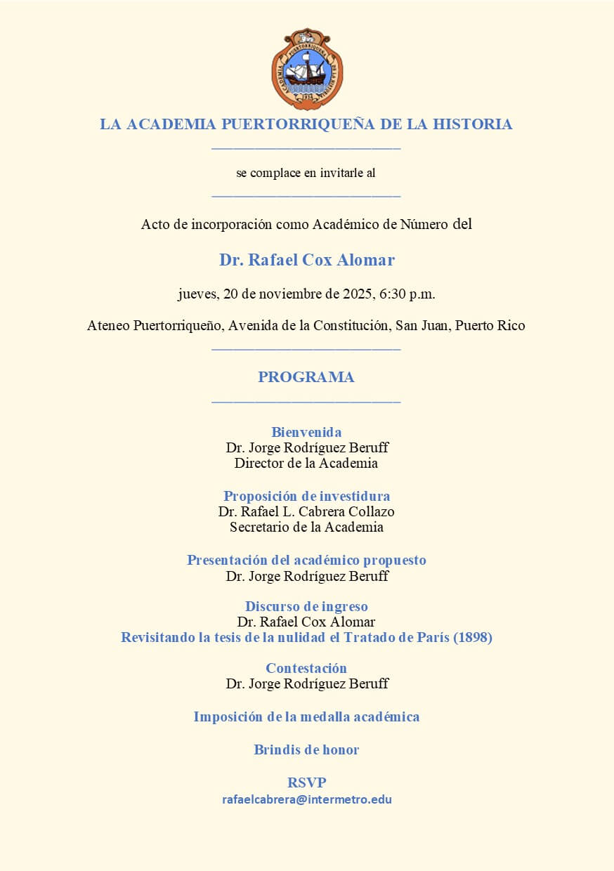 Acto de incorporación como Académico de Número del Dr. Rafael Cox Alomar